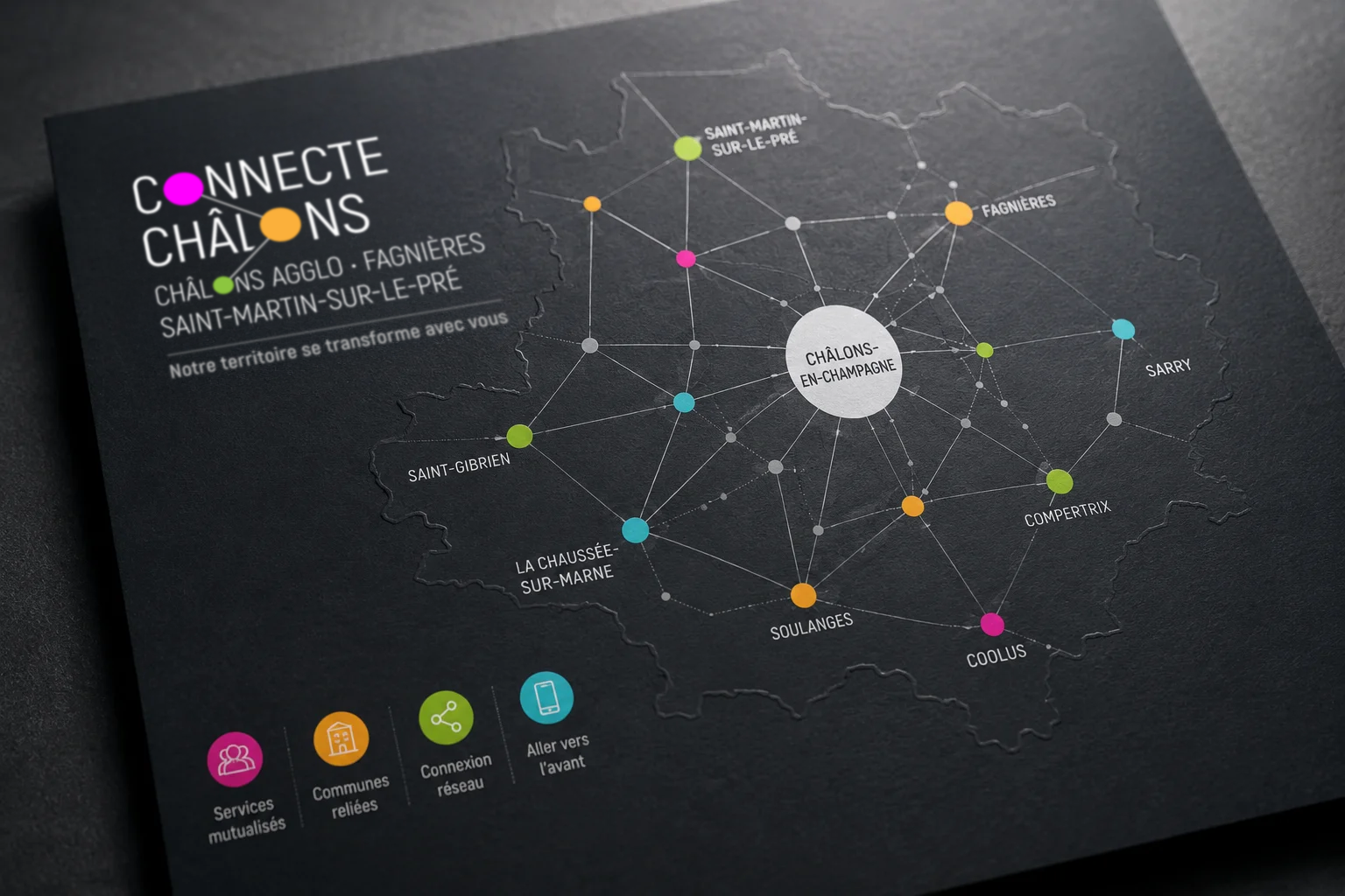 Connecte Châlons, identité de territoire, logo et visuel emblématique