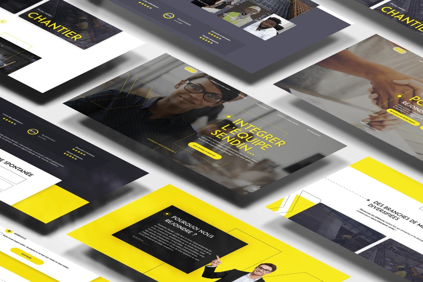 Sendin, mock up du site web version bureau